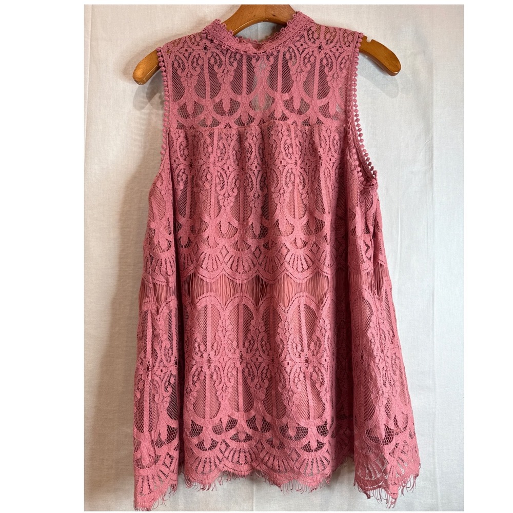Vintage Inspired Rose Lace‎ Sleeveless Mock Neck Top Medium, fairy, whimsical